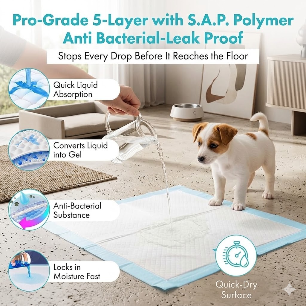 100ct 5-LYR Super Absorbent Leakproof Polymer Gel Puppy Dog-Pet Pads 17 x24″