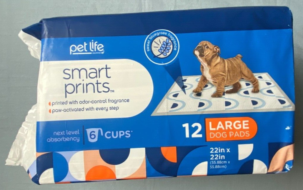 Pet Life Smart Prints Dog Pads 12 Count Large 6 Cup Absorbency NEW