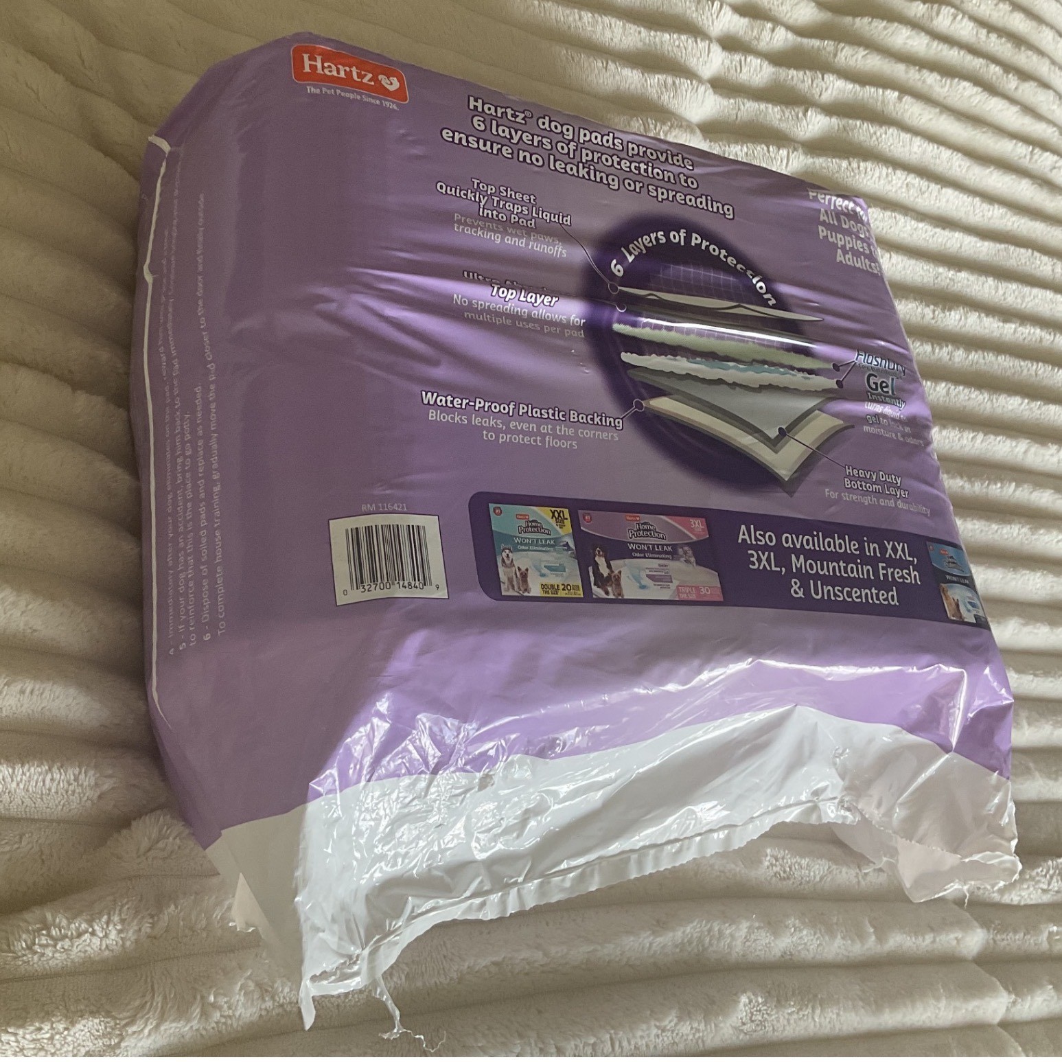 Hartz Home Protection Dog Pads Lavender Scent Regular 21×21 100 Count Opened