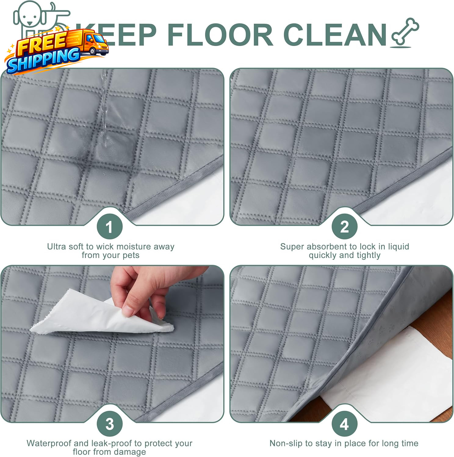 Reusable Washable Pee Pads for Dogs Large/Extra Large 36” X 41” 2 Pack, Absorb