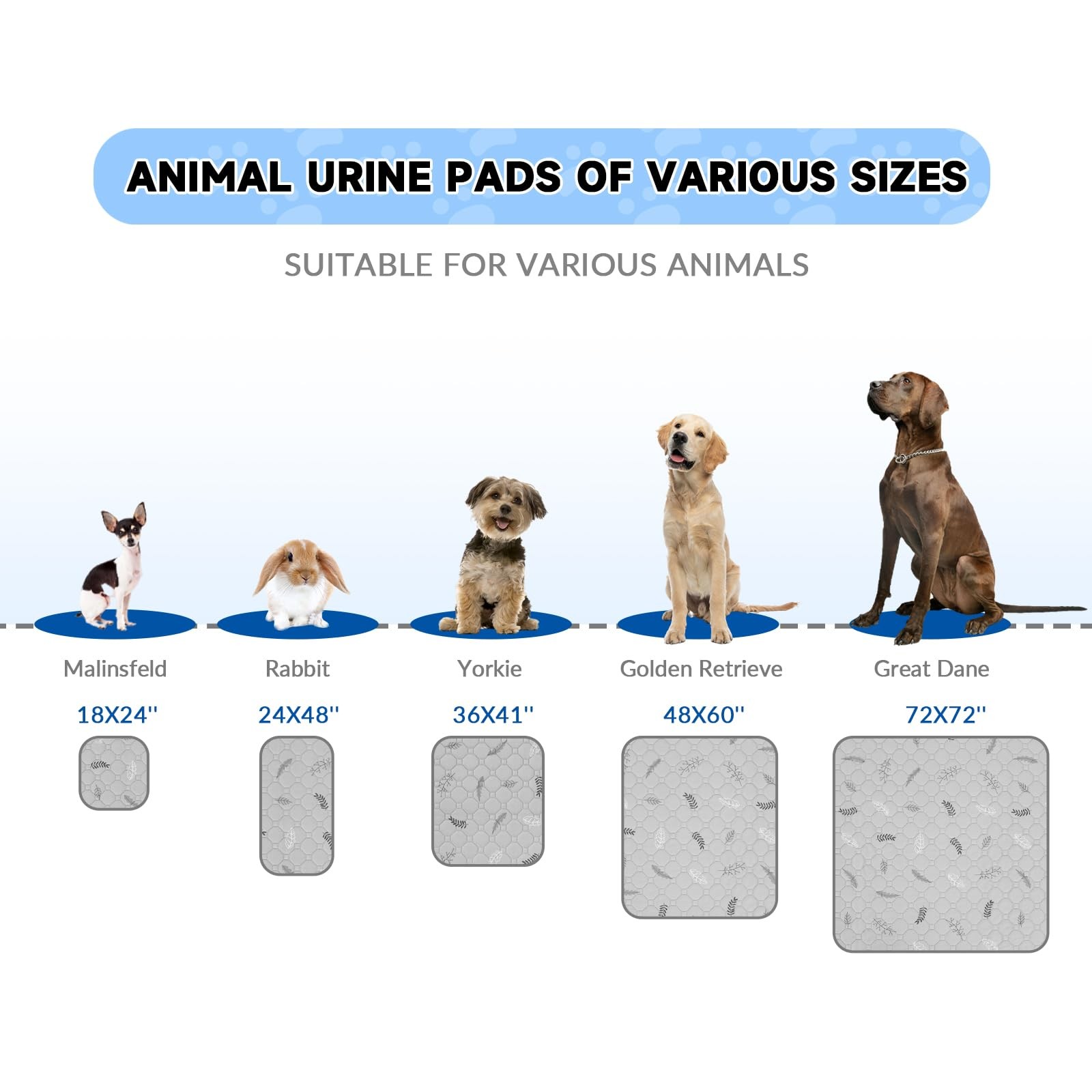 Sunheir Washable Pee Pads for Dogs 18×24 Inch (Pack of 2), Leaves – Deep Grey