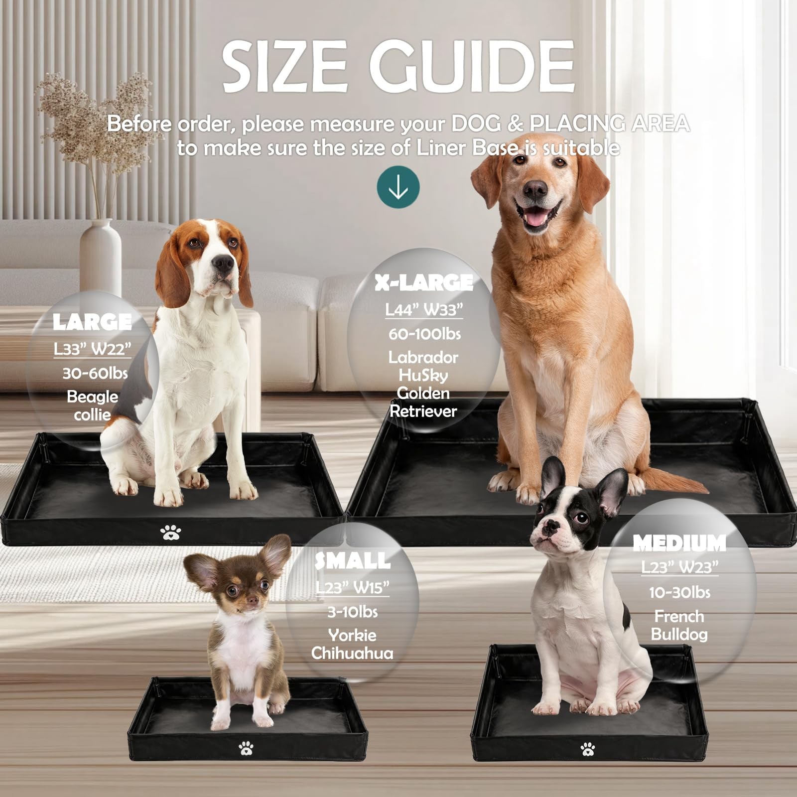 Dog Pee Pad Holder Tray Foldable, Puppy Pad Holder Liner Base High Side, Dog …