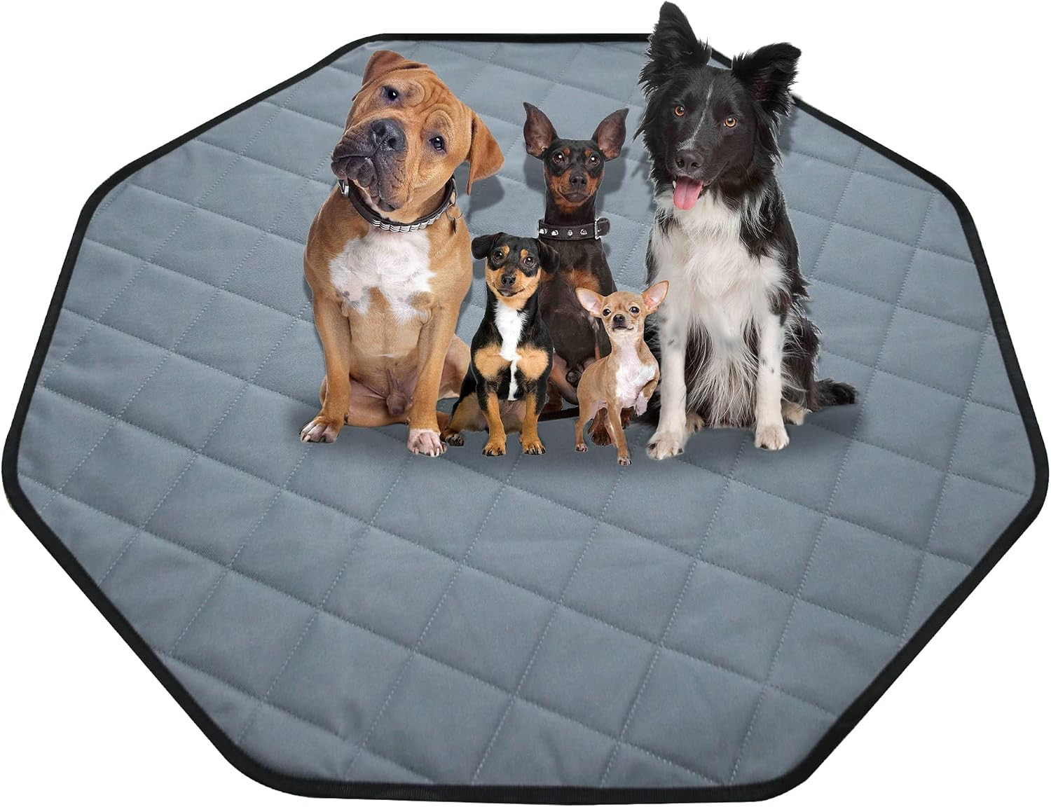 Washable Pee Pads for Dogs, 24″ Pet Playpen Mat Octagon 8 Panels Puppy Pads for