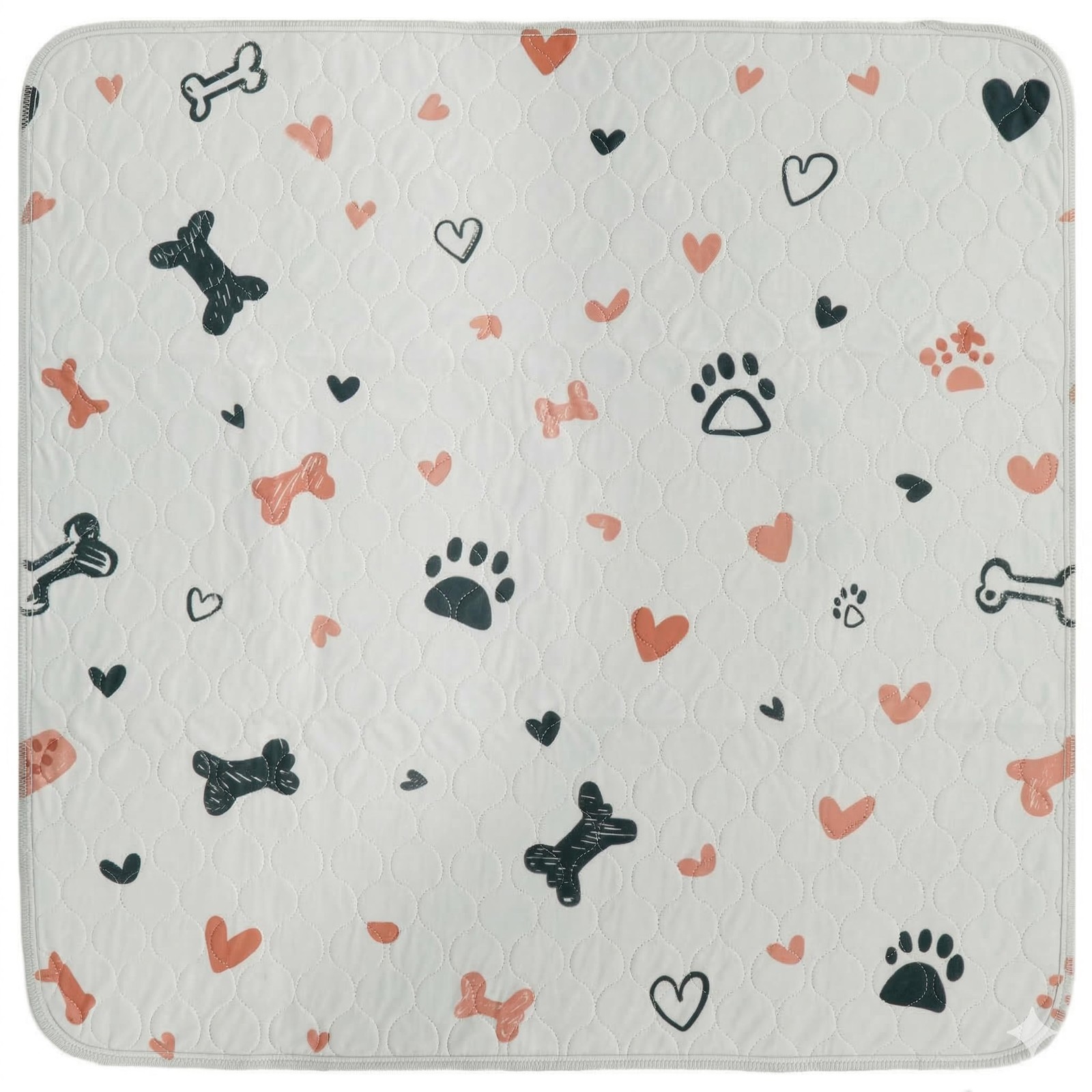PUPIBOO Washable Pee Pads for 36 x 36 Inch (Pack of 2), Paws Bones & Hearts