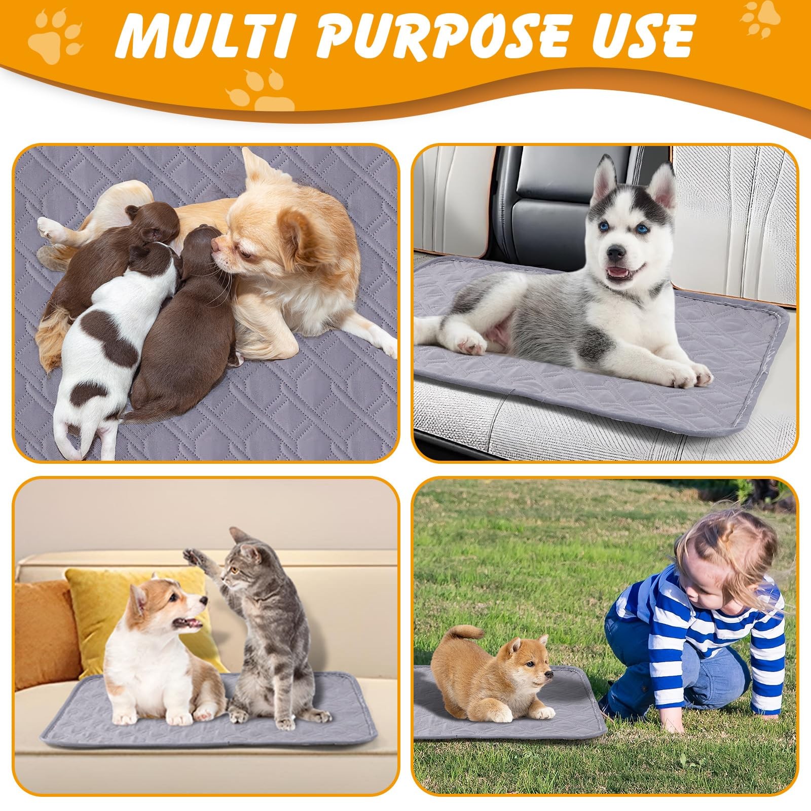 2 Pack Quick Dry Washable Puppy Trainig Pads Reusable Absorbent Dog Pee Mats