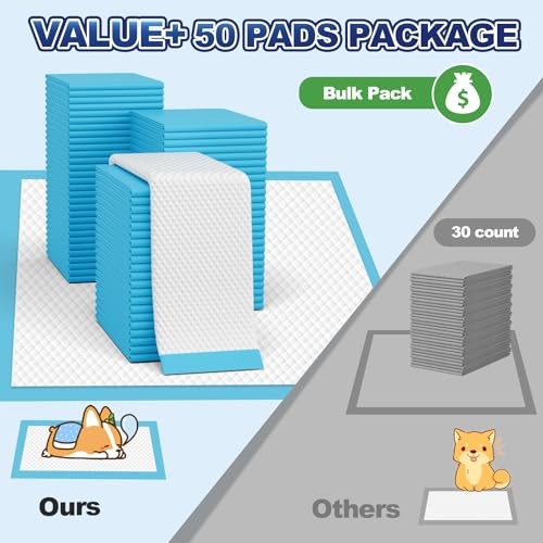 Puppy Pads 50 Pack, 34″x28″ Extra Large Dog Pee Pads Thicker Disposable Dog