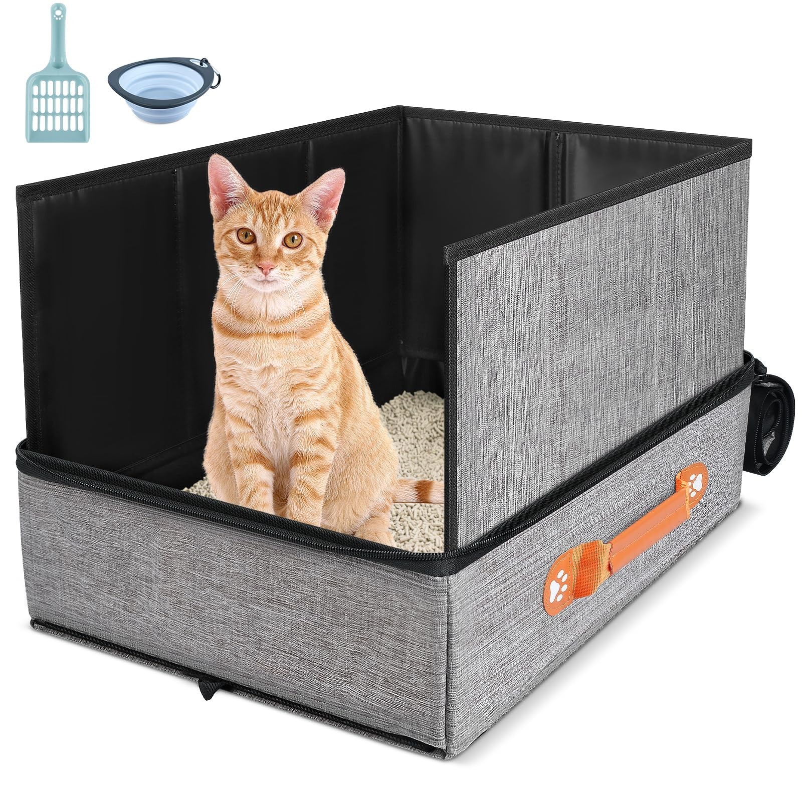 17.7”x 13.5”x 13.7″ Travel Litter Box for Cats, Collapsible & Portable Cat …