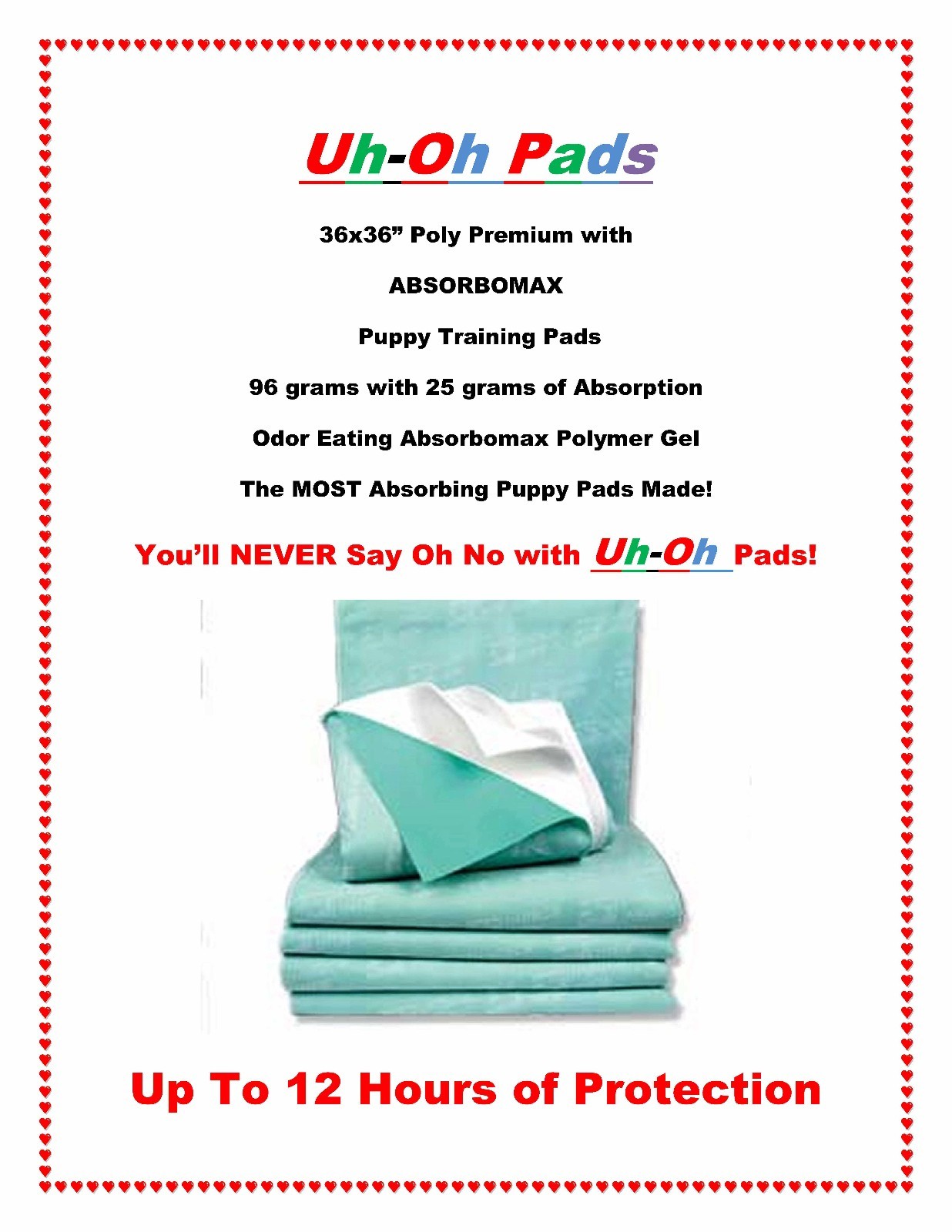 50ct 36×36″ Ultra-Absorption Aborb-O-Max Maximum 12hr Puppy Training Pee Pads