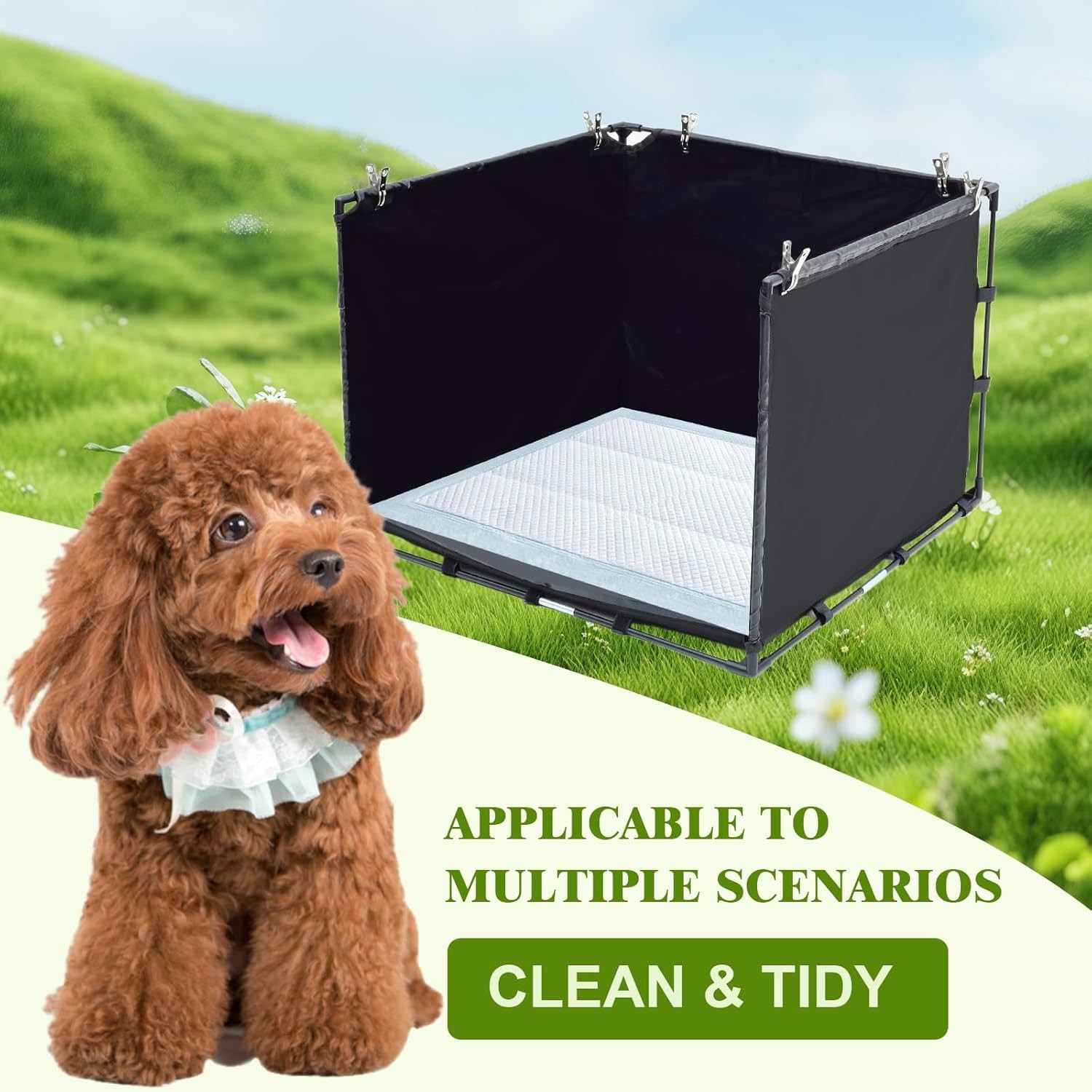 Dog Litter Box Indoor For Small Dogs Puppy Pee Pad Holder With High Walls 23….