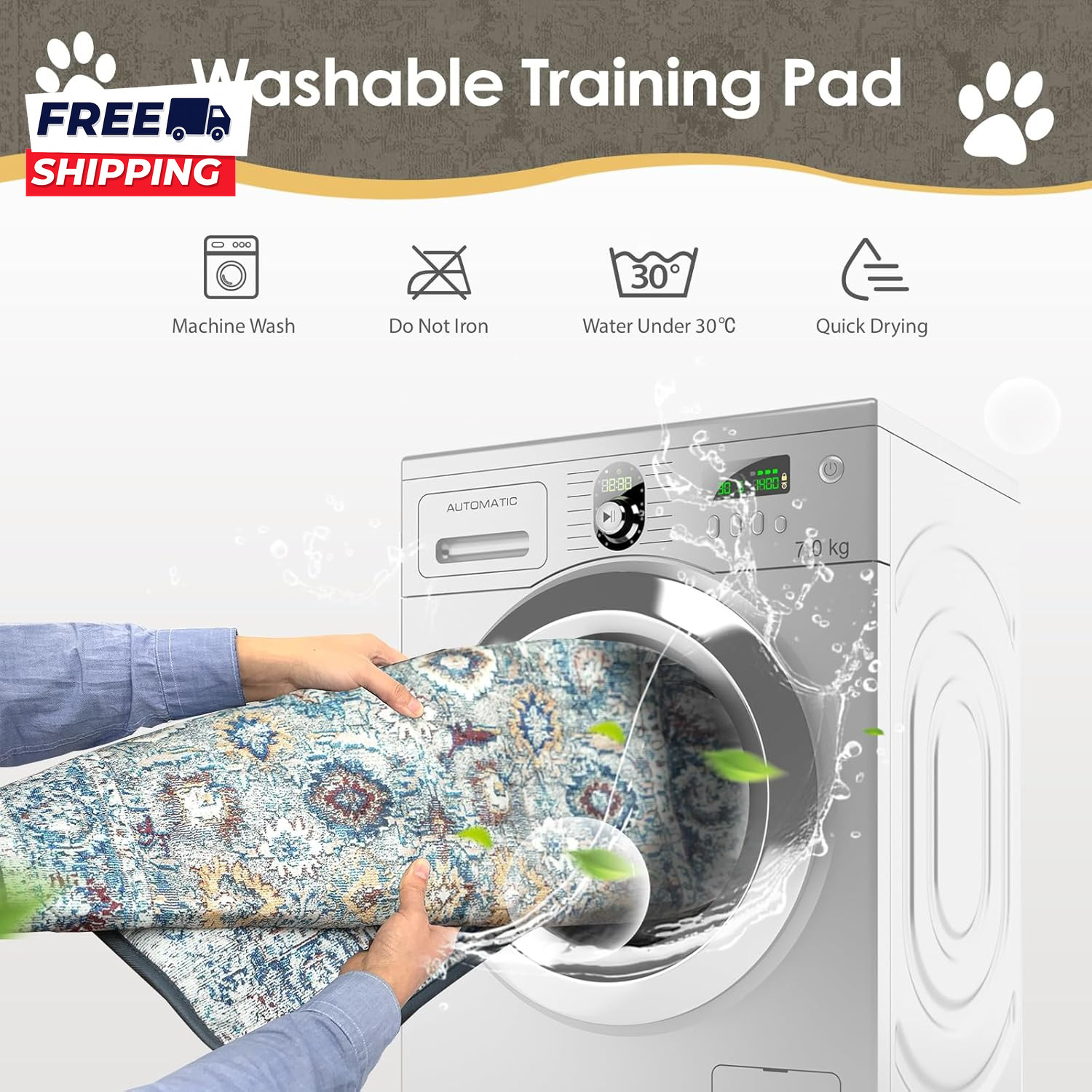 Washable Pee Pad for Dogs 32″ X 24″ Reusable Puppy Pads Waterproof Dog Rugs