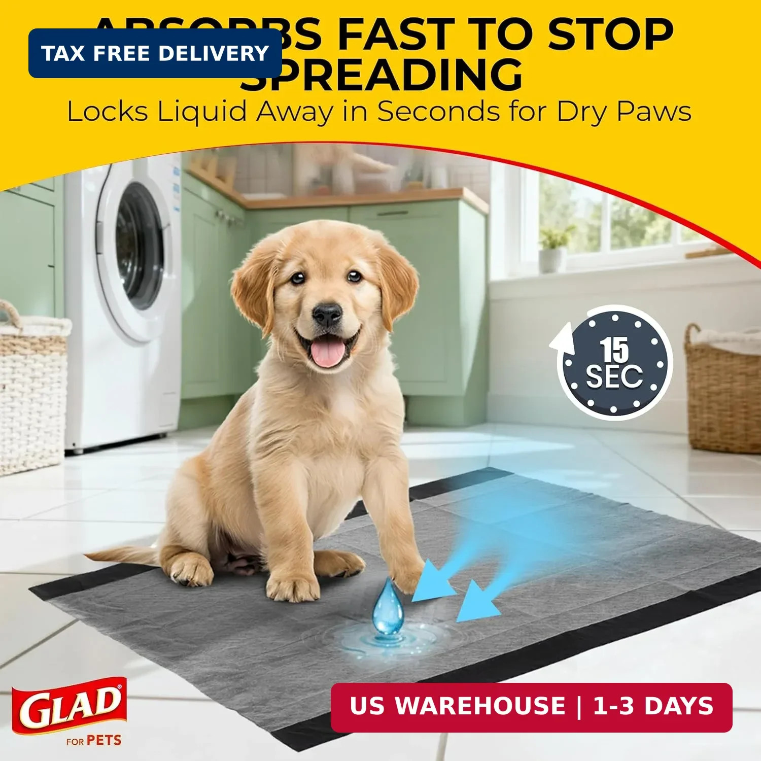 Glad for Pets XL Charcoal Training Pads for Dogs and Puppies, 30 Count | 6-layer
