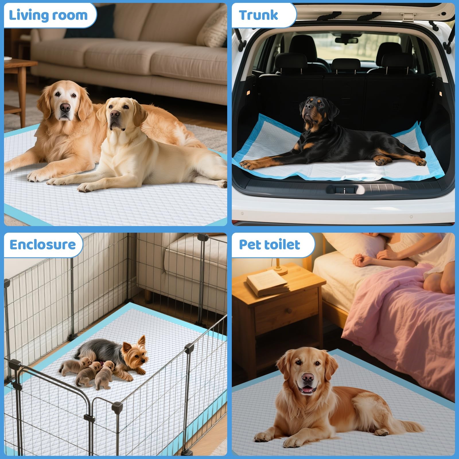 Puppy Pads 36x51in Extra Large 130G Thicker – 100% Leakproof 48H Absorption