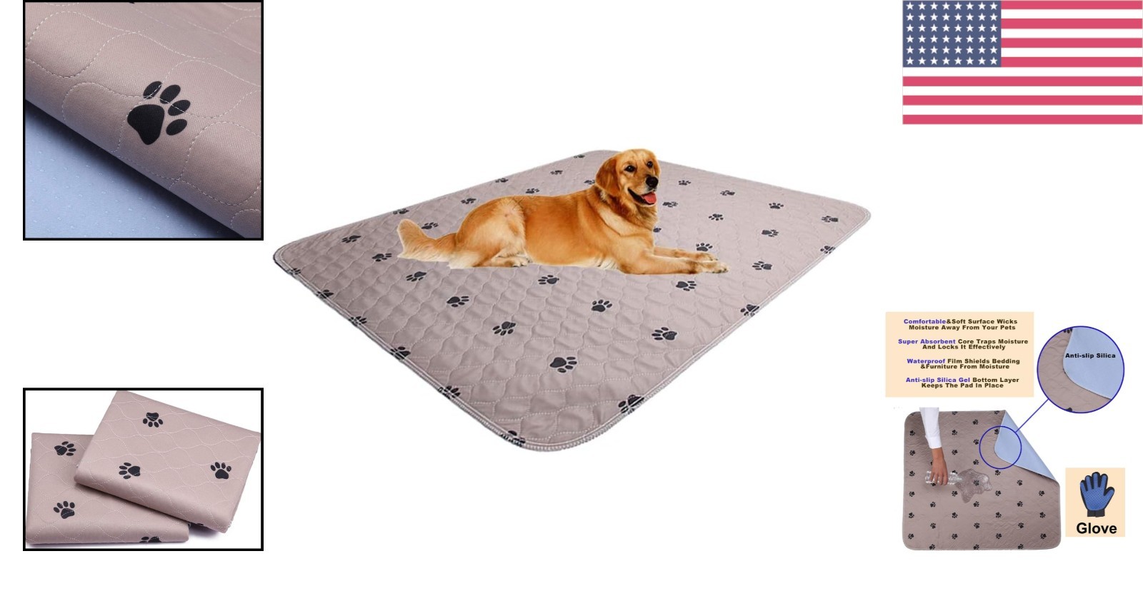 Waterproof Dog Training Pads – Washable, 41×41 Inch, Pack of 2 for Home & Travel