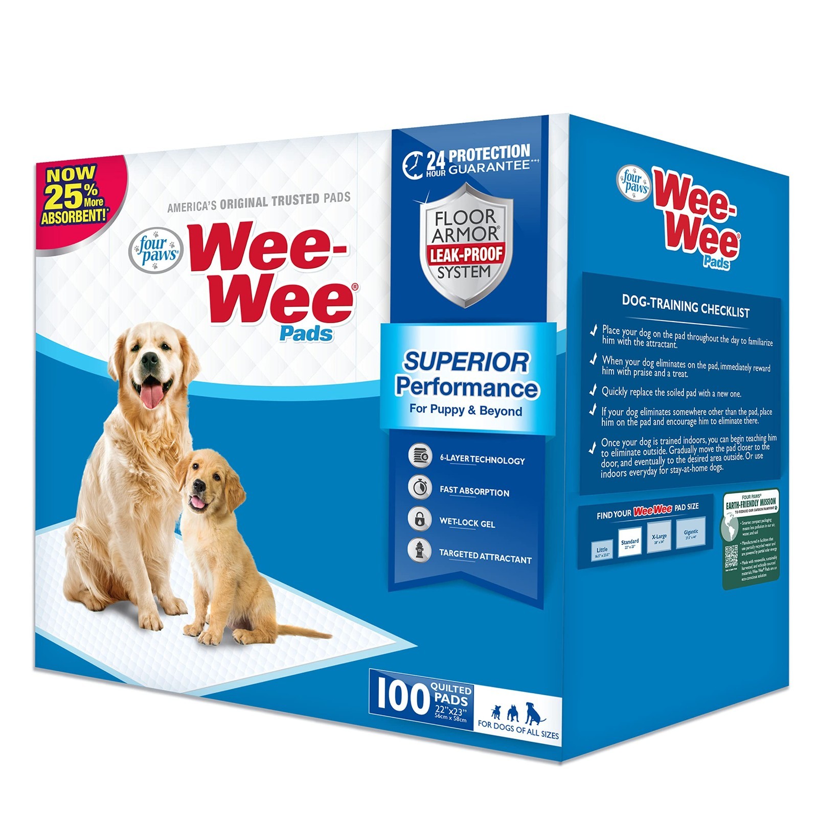 Leak-Proof Dog Pee Pads for Housebreaking & Potty Training, 22×23, 100 Count
