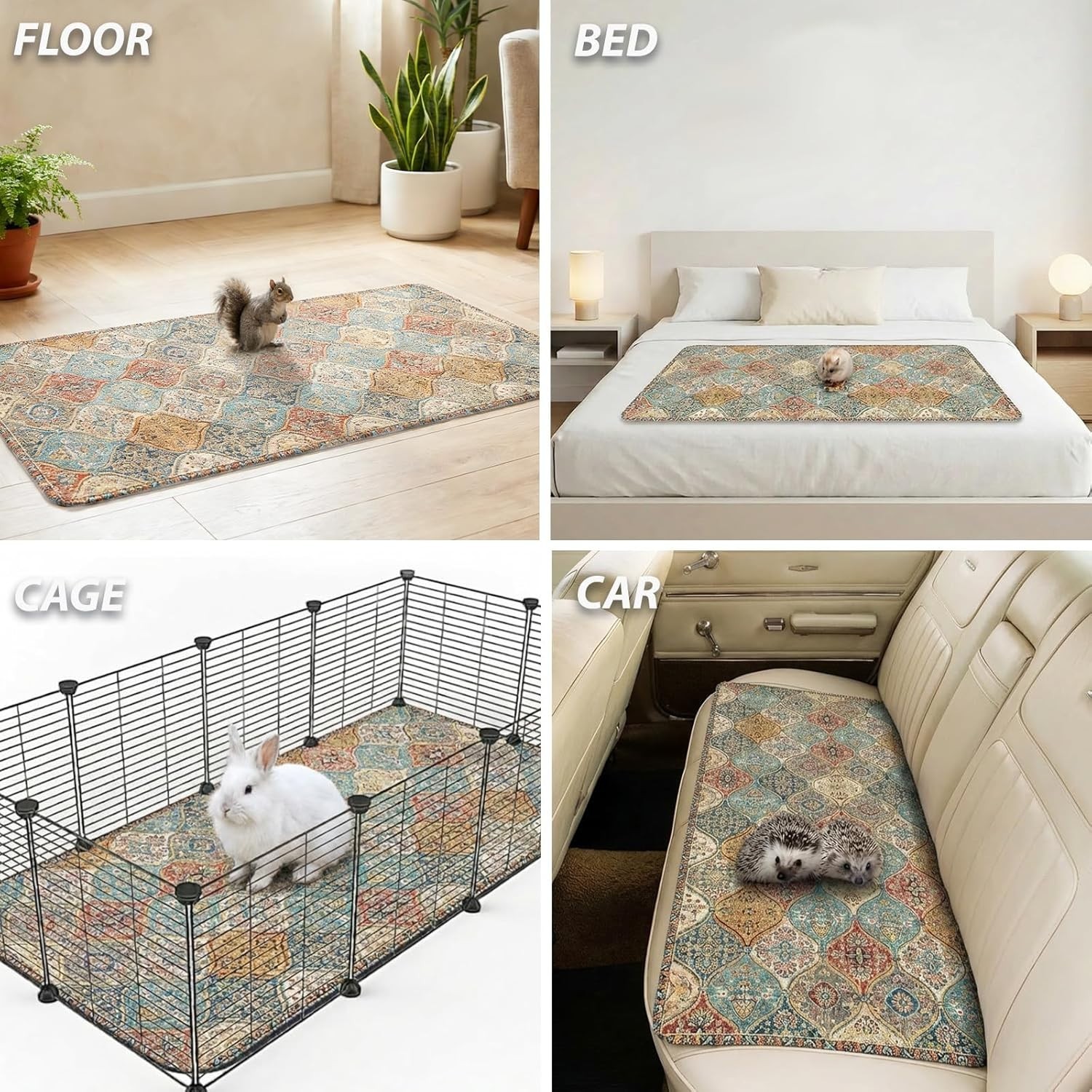 Elegant 4-Pack Non-Slip Washable Pee Pads for Guinea Pigs & Dogs – Multi Colors