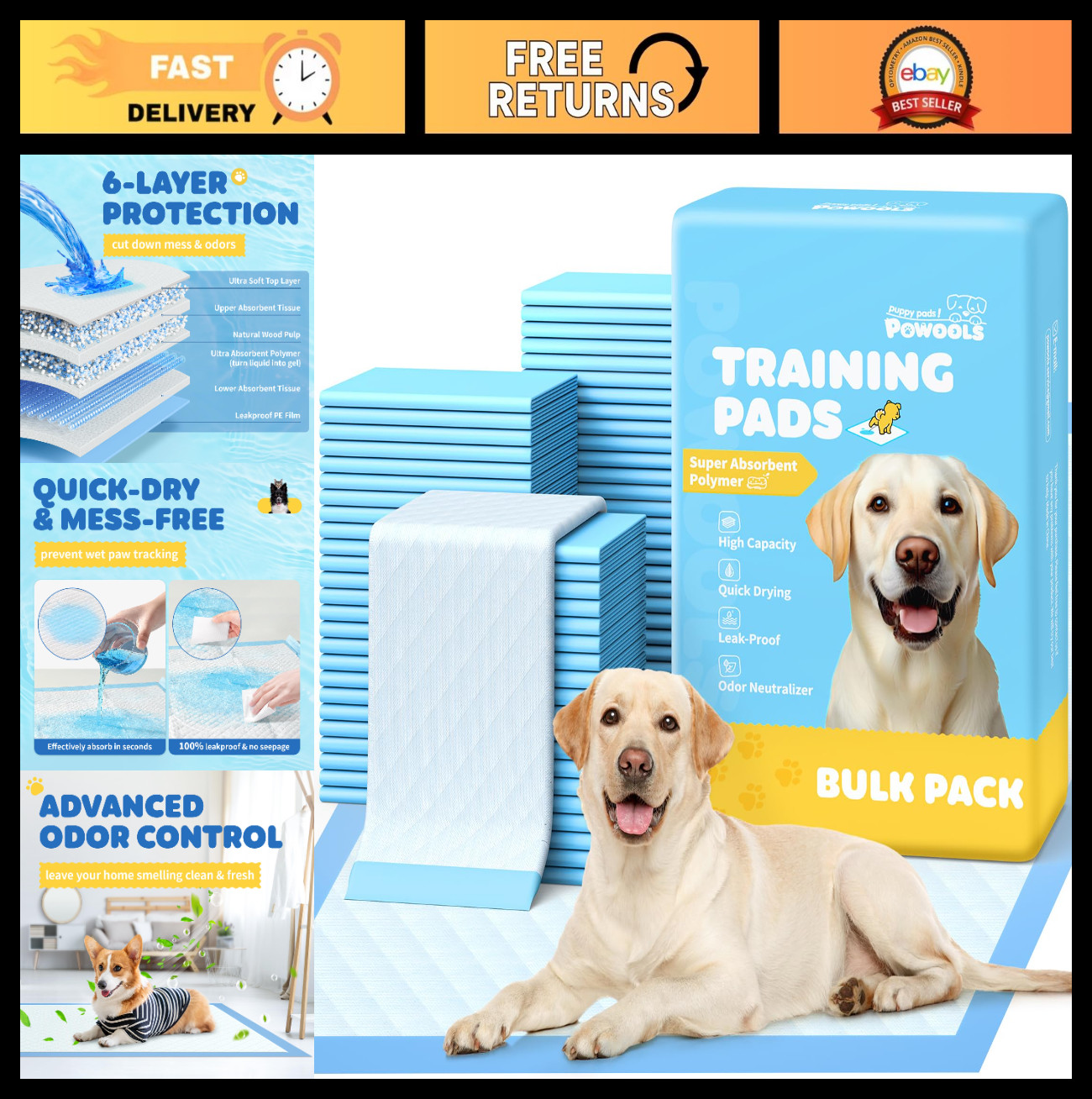 100-Pack X-Large Puppy Pads 34″x28″ Leak-Proof Quick-Dry Dog Training Pads
