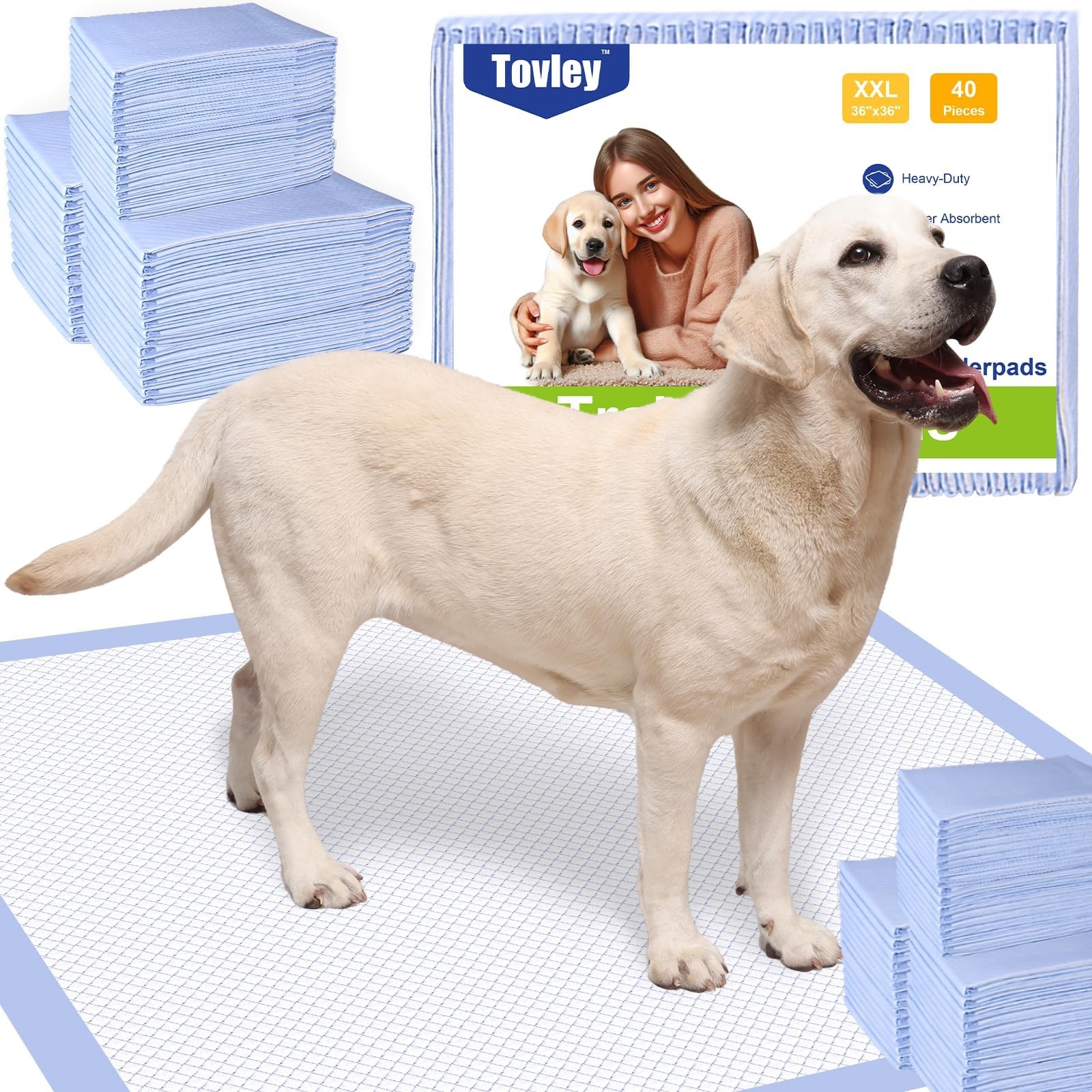 Tovley XXL Pee Pads 30 Count 36×36″