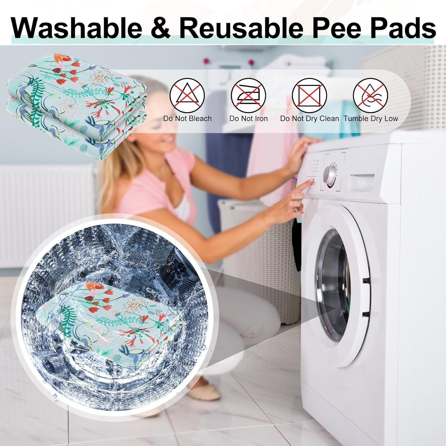 Reusable Puppy Pads,Washable Pee Pads for Dogs,Non Slip Wee Wee Pad for Potty…
