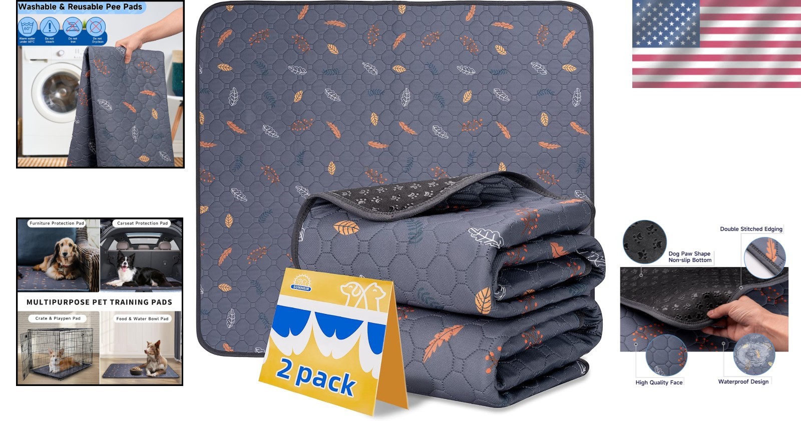 Non-Slip Dog Pee Pads – Thick Absorbency for Potty Training, 24×18 In