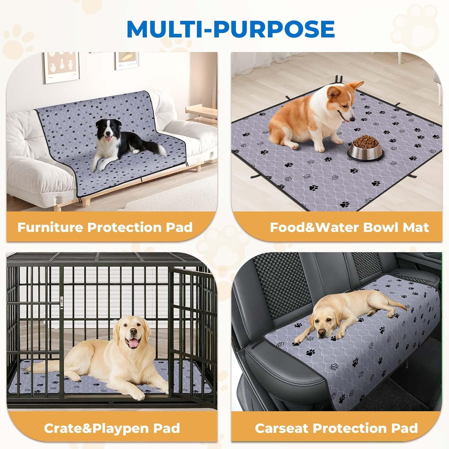 Washable Pee Pads for Dogs, 2 Pack Reusable Super Absorbent Potty Pads, Non-Slip