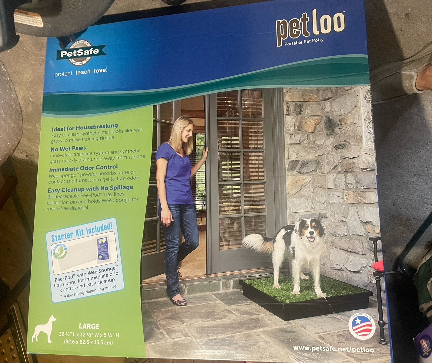 PetSafe Pet Loo Indoor Pet Toilet, Portable Dog Potty Station, Medium Grass Pad!