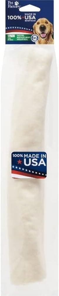 Pet Factory 100% Made in USA Beefhide 12″ Roll Dog Chew Treat – Natural Flavor,