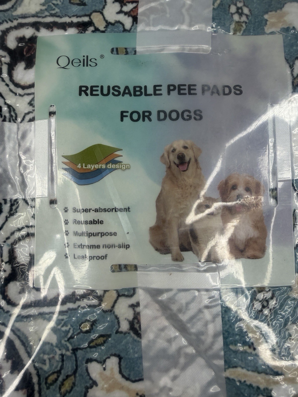 Qeils Pack of 2 Reusable Pee Puppy Pads 36″ x 41″ – New Lot of 2