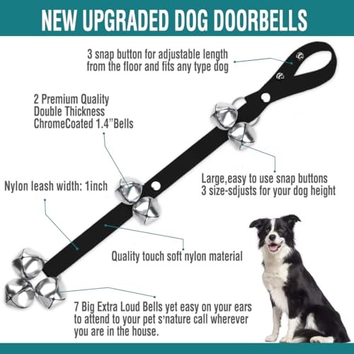 BLUETREE Dog Doorbells Premium Quality Training Potty Great 01Black(one pack)
