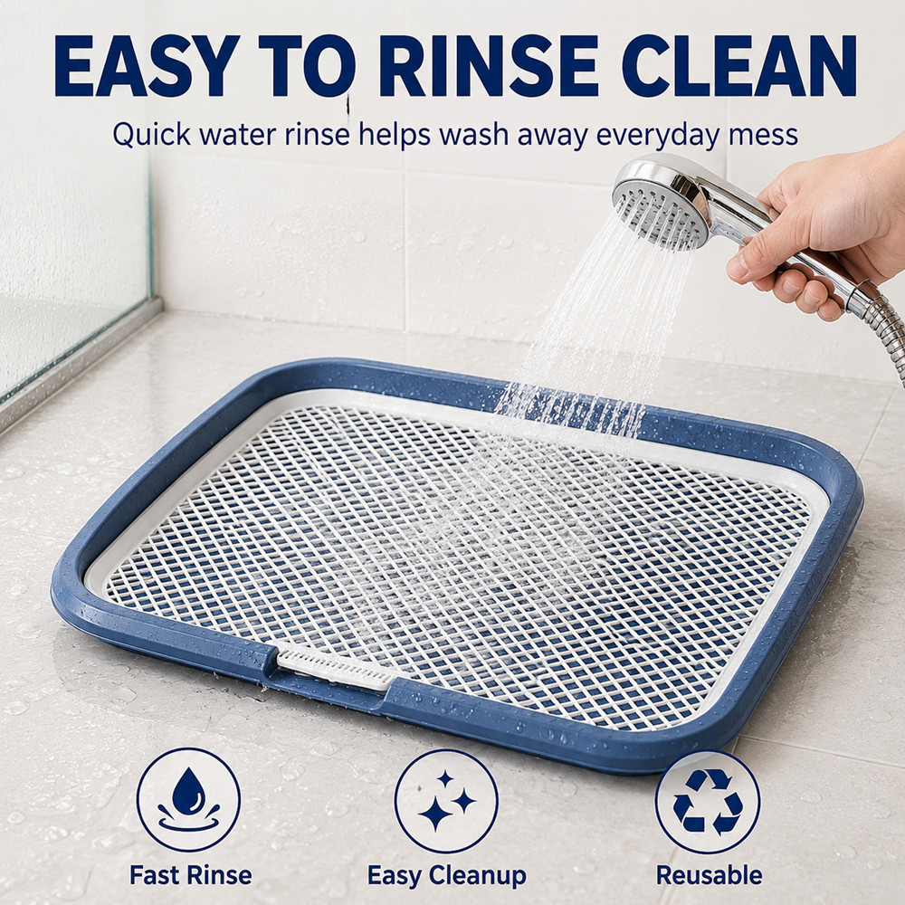 Indoor Dog Potty Tray Leak Proof Puppy Toilet with Removable Grate