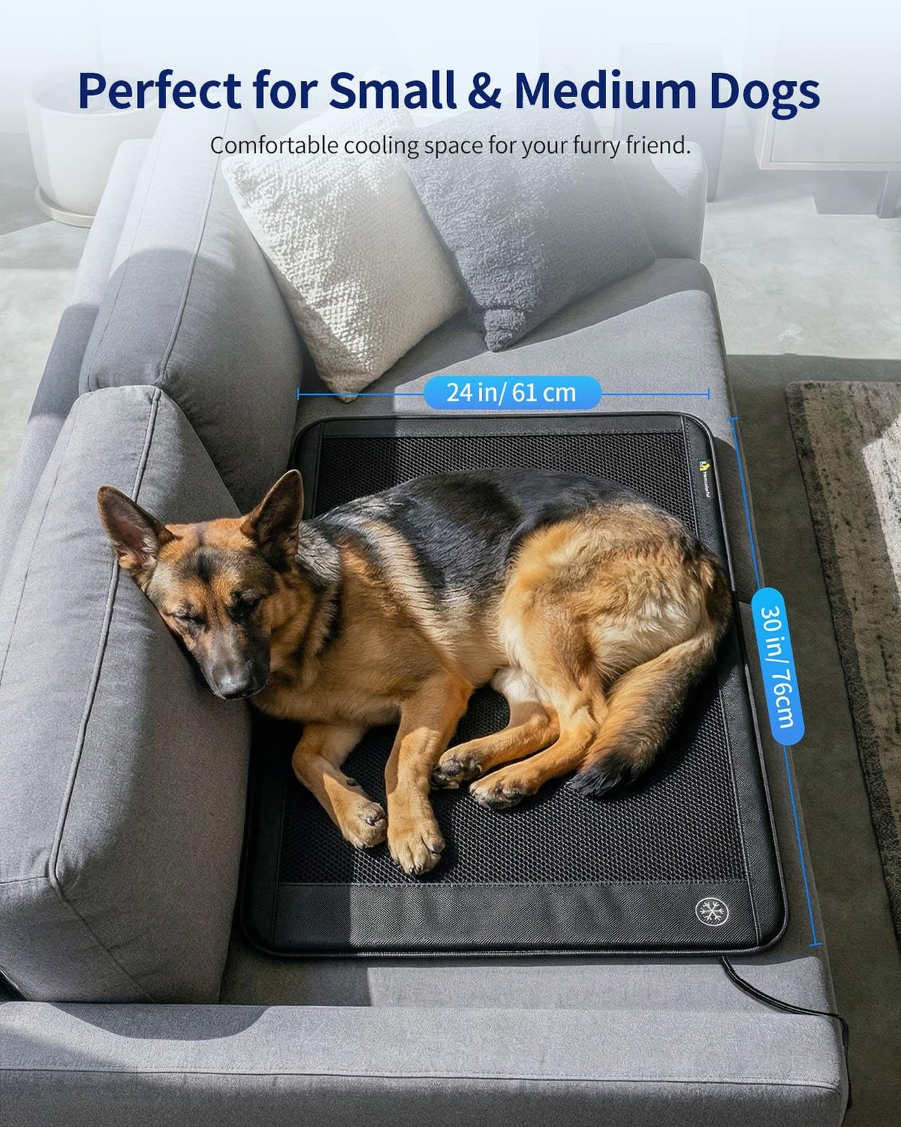 Electric Dog Cooling Mat, 30″x24″ Pet Cooling Mat Indoor with Fan for Dogs an…