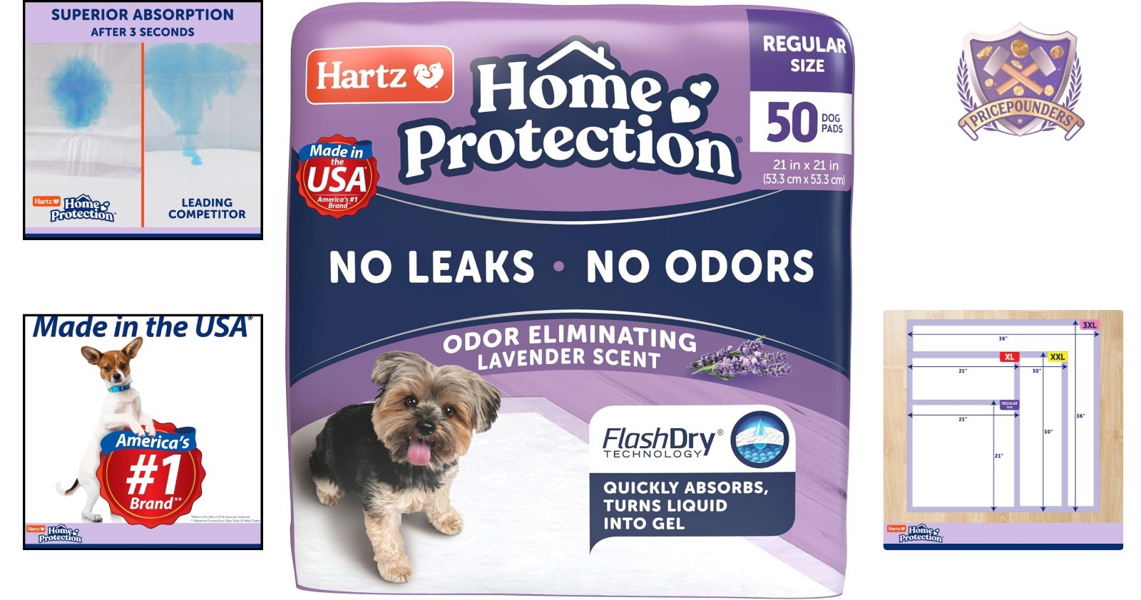 Dog Training Pads Lavender Scent 50 Count Leak Proof Absorbent Odor Eliminating
