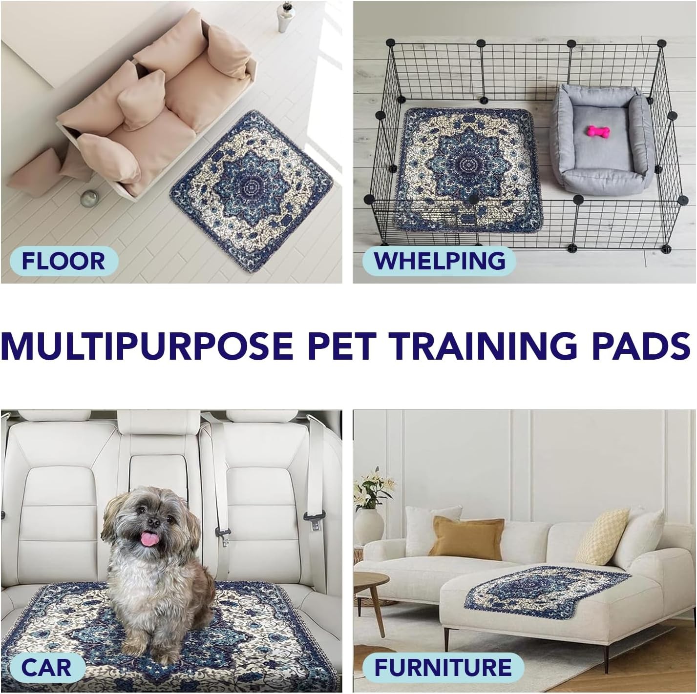 PUPIBOO Washable Pee Pads for Dogs and Cats – Super Absorbent Reusable Puppy