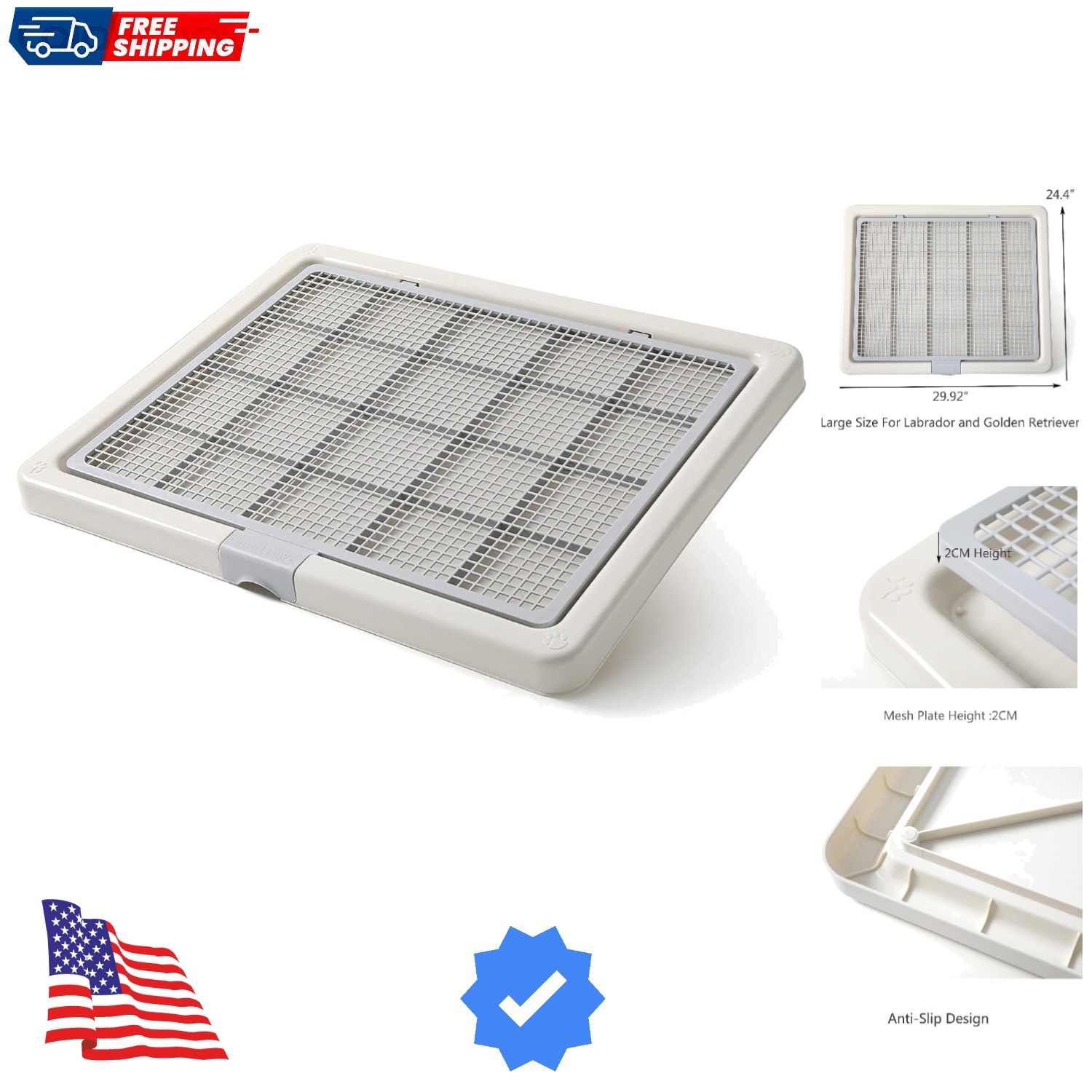 Large 76X62CM Pet Training Tray,Pet Training Pads Holder,Pet Toilet Grey