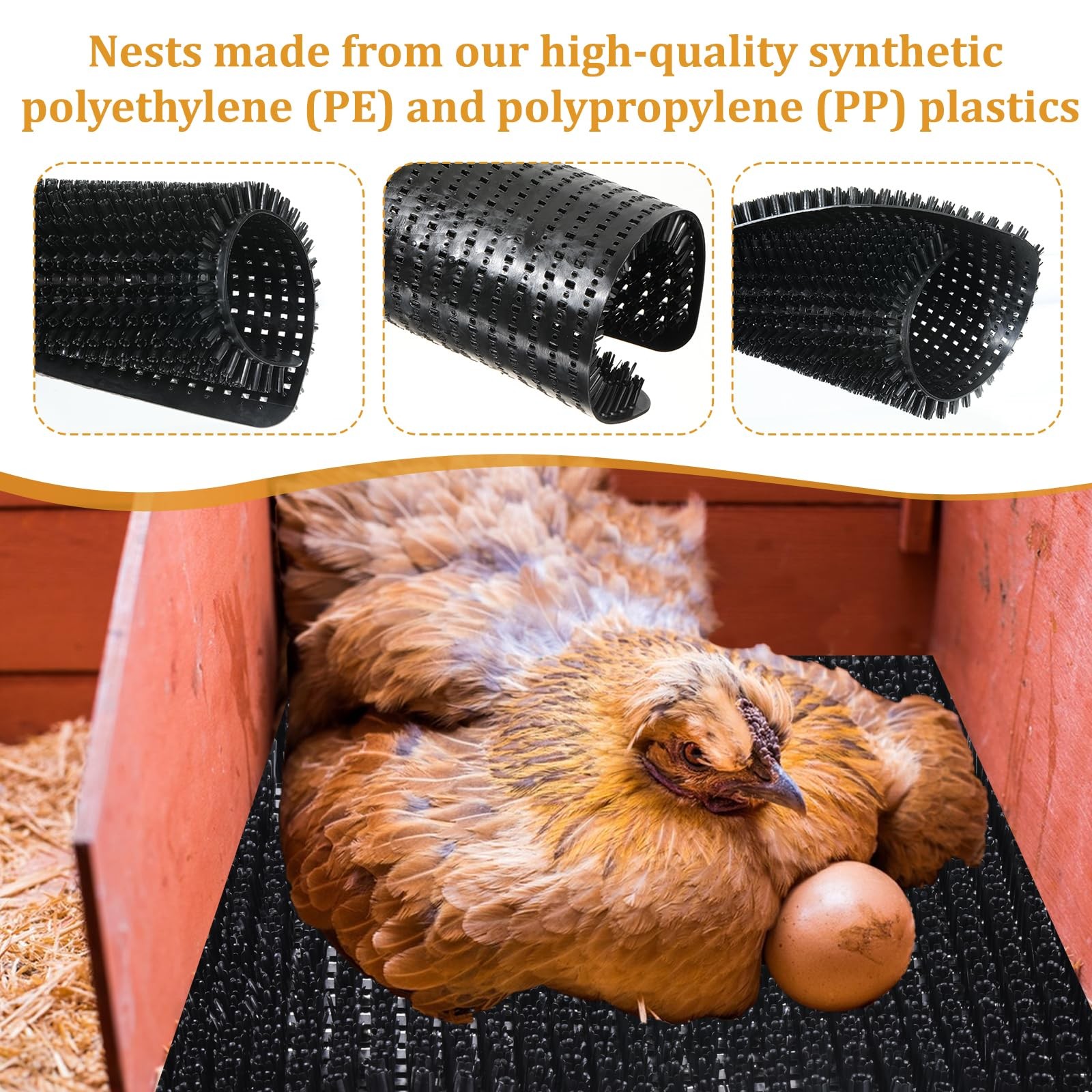 6PCS Nesting Pads for Chicken Coop, 12″x13″ Washable Nest Box Mats, Reusable