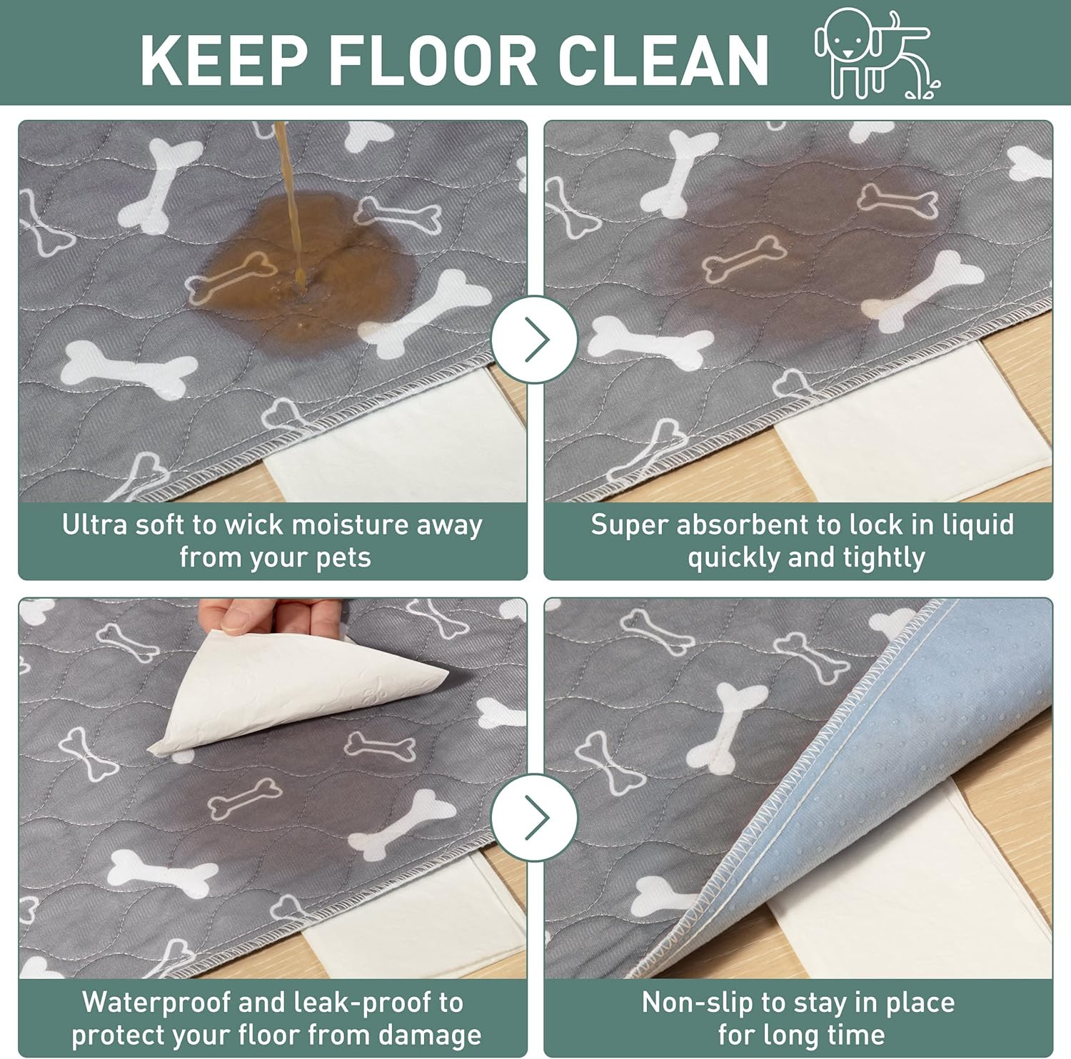 Reusable Washable Pee Pads for Dogs Large/Extra Large 36” X 41” 2 Pack, Absorb