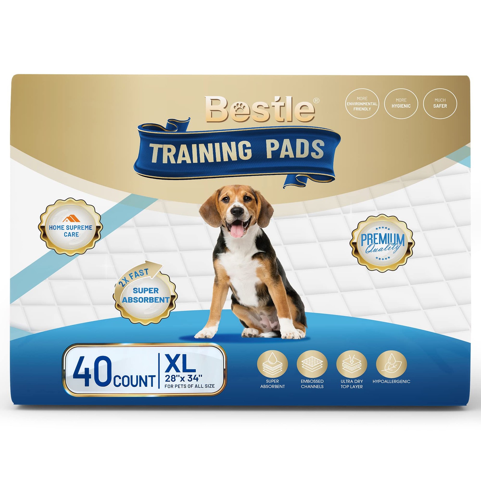 BESTLE Extra Large Pet Training and Puppy Pads Pee Pads for Dogs 28″x34″ 40 C…