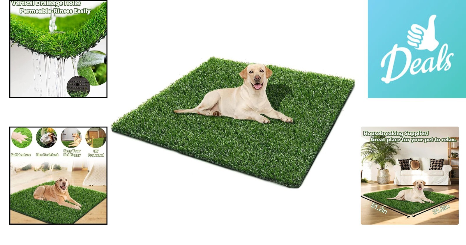 51.2×31.5 Inch Artificial Grass for Dogs – Durable, Weather-Resistant Pee Pad