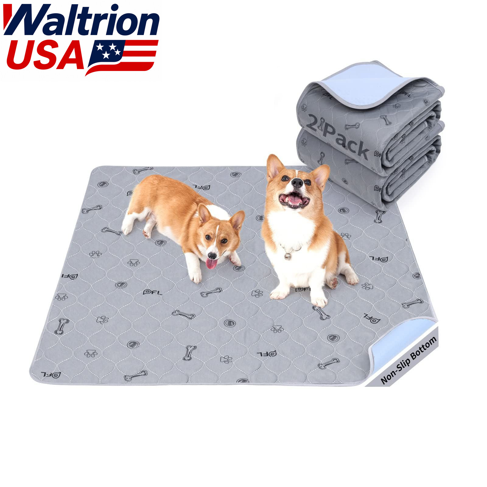 Washable Pee Pads for Dogs Reusable Puppy Training Pads 18×24 2 Pack
