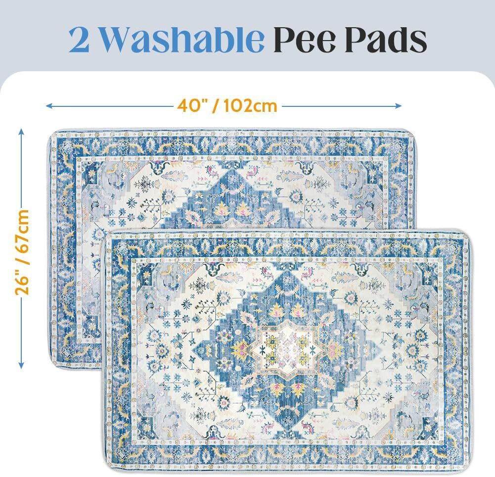 2-Pack 40×26 Washable Pee Pads for Dogs – Reusable Non-Slip Puppy Training Pads