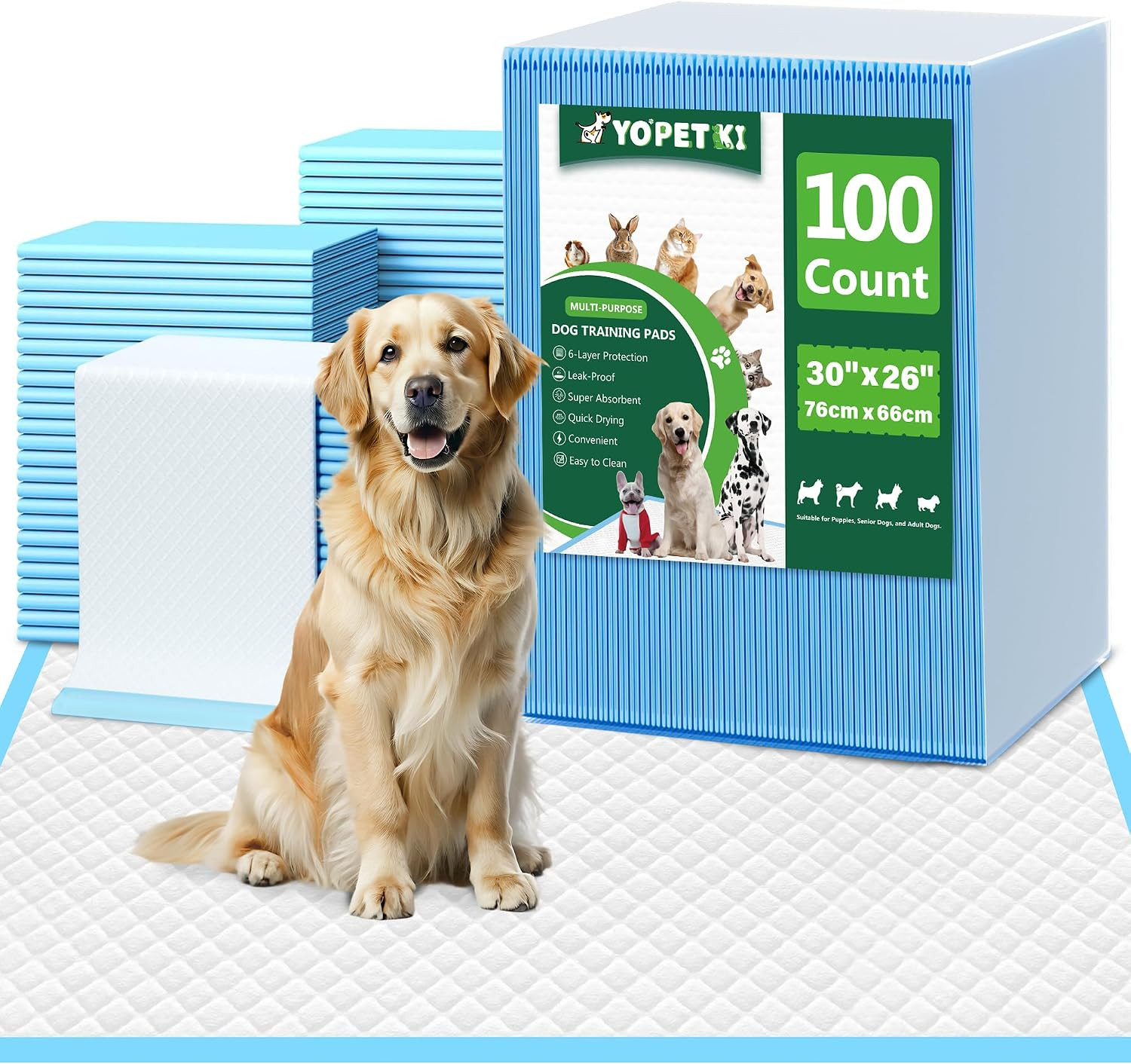 Large Puppy Pads 30″ X 26″ 100 Count Disposable Dog Pee Pads Leak-Proof, Large P