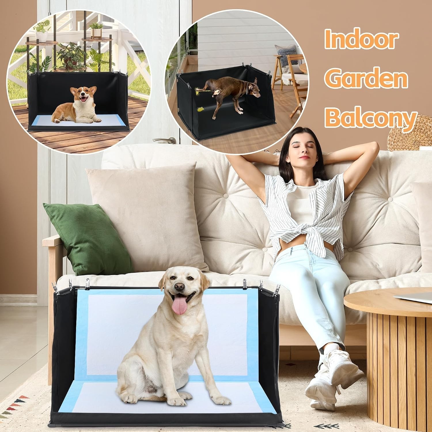 Spill-Proof Dog Potty Litter Box – Large Foldable Pet Pee Holder 33.8″L x 28″W