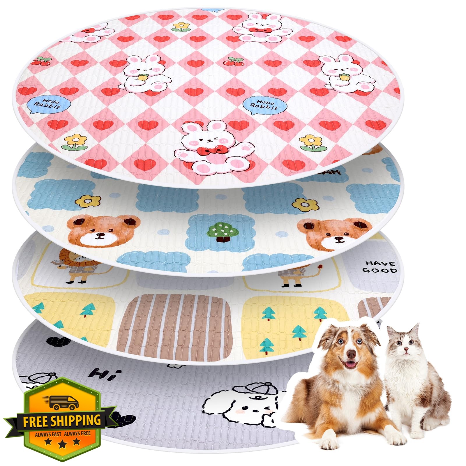 OPEYATOYS Whelping Pad 36″ Round Plaid