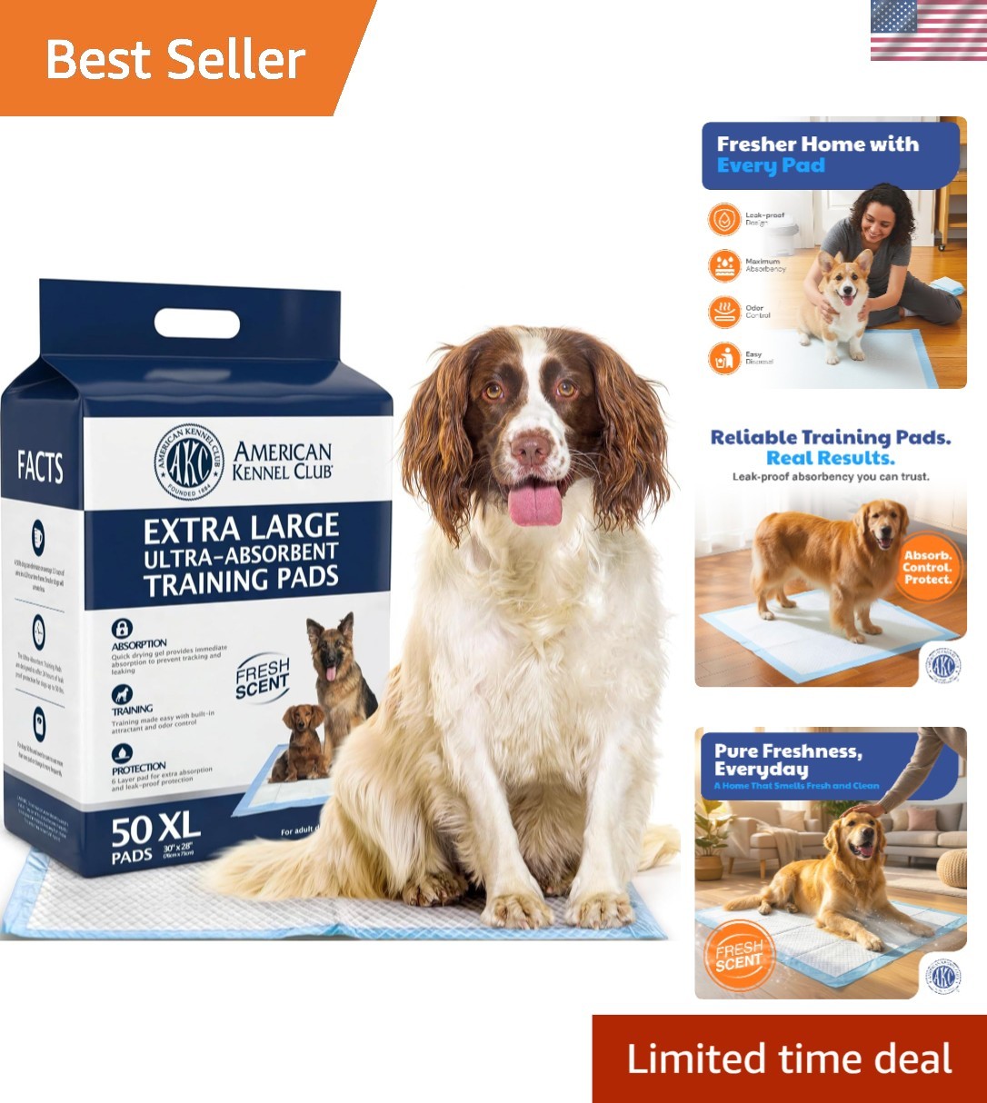 Odor Neutralizing Puppy Training Pads – 50 Count, 28×30 Inches, Quick Dry Gel