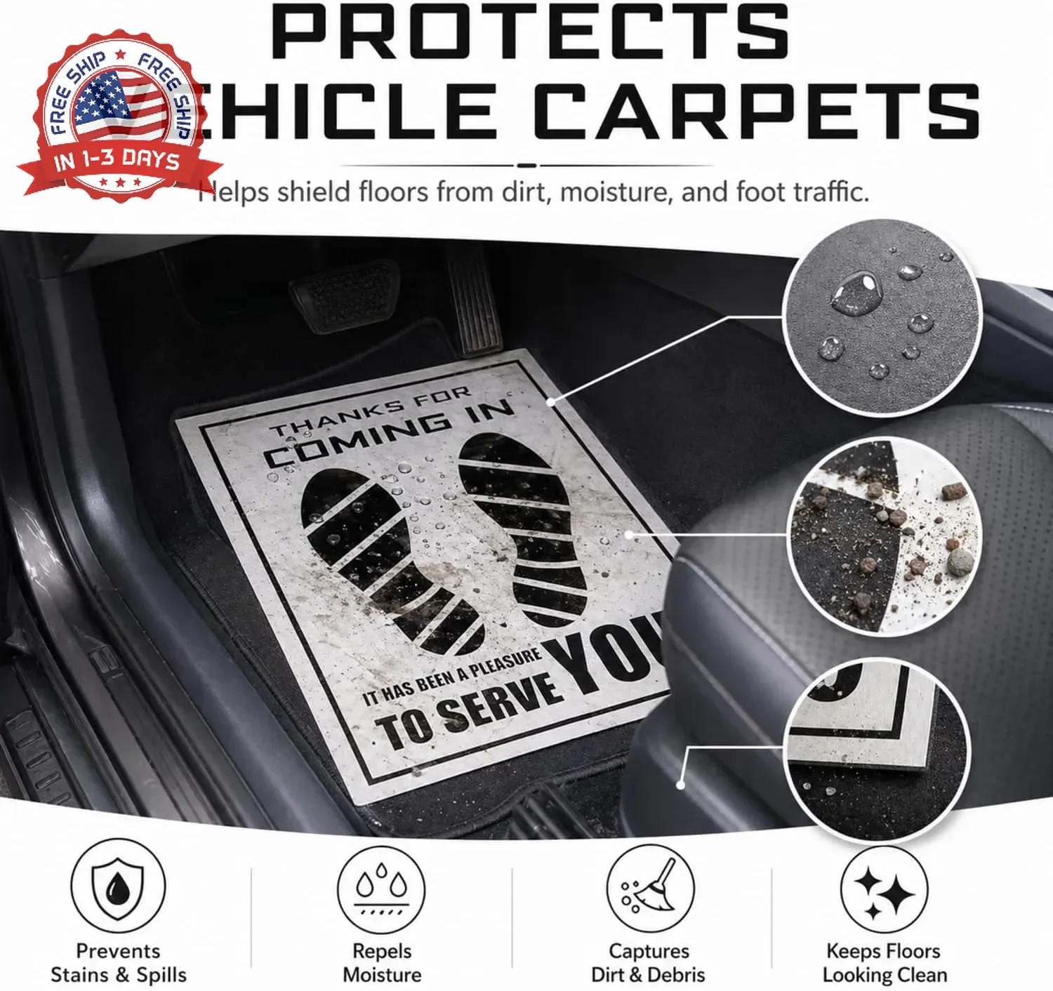500 Pcs Waterproof Paper Car Floor Mats Disposable Floor Pads Covered Pl