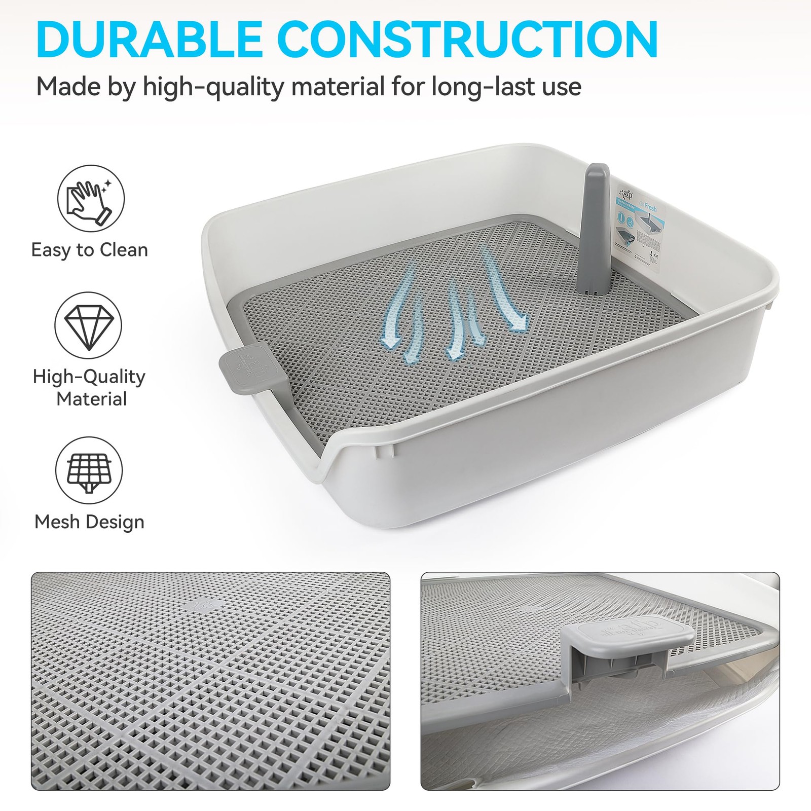Pee Pad Holder, XL Dog Litter Box, Puppy Pads Holder, Puppy Potty Tray for Sm…