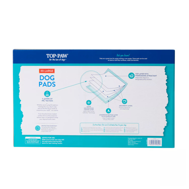 Top Paw XXL Dog Puppy Pee Pads 150 Count Leakproof Potty Training Unscented