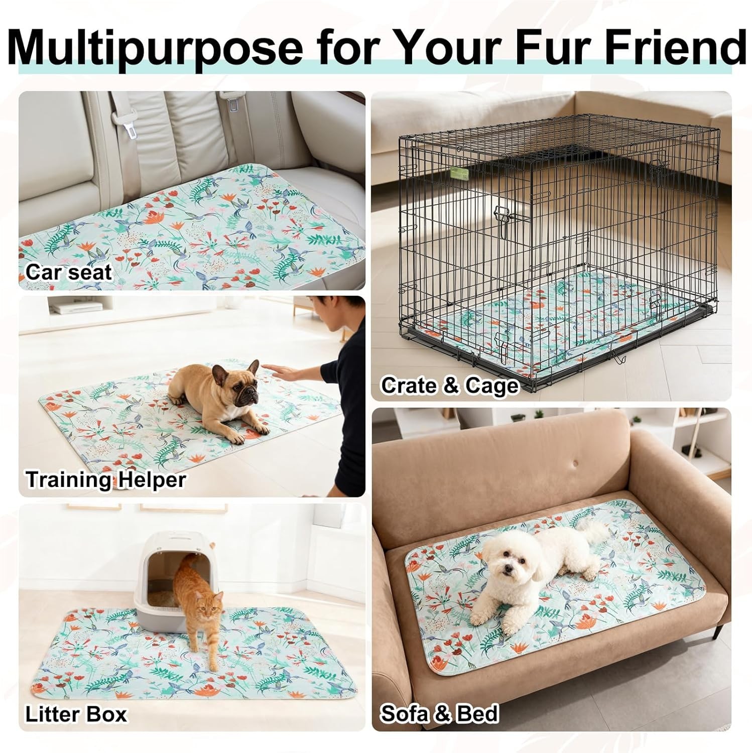 Reusable Puppy Pads,Washable Pee Pads for Dogs,Non Slip Wee Wee Pad for Potty…
