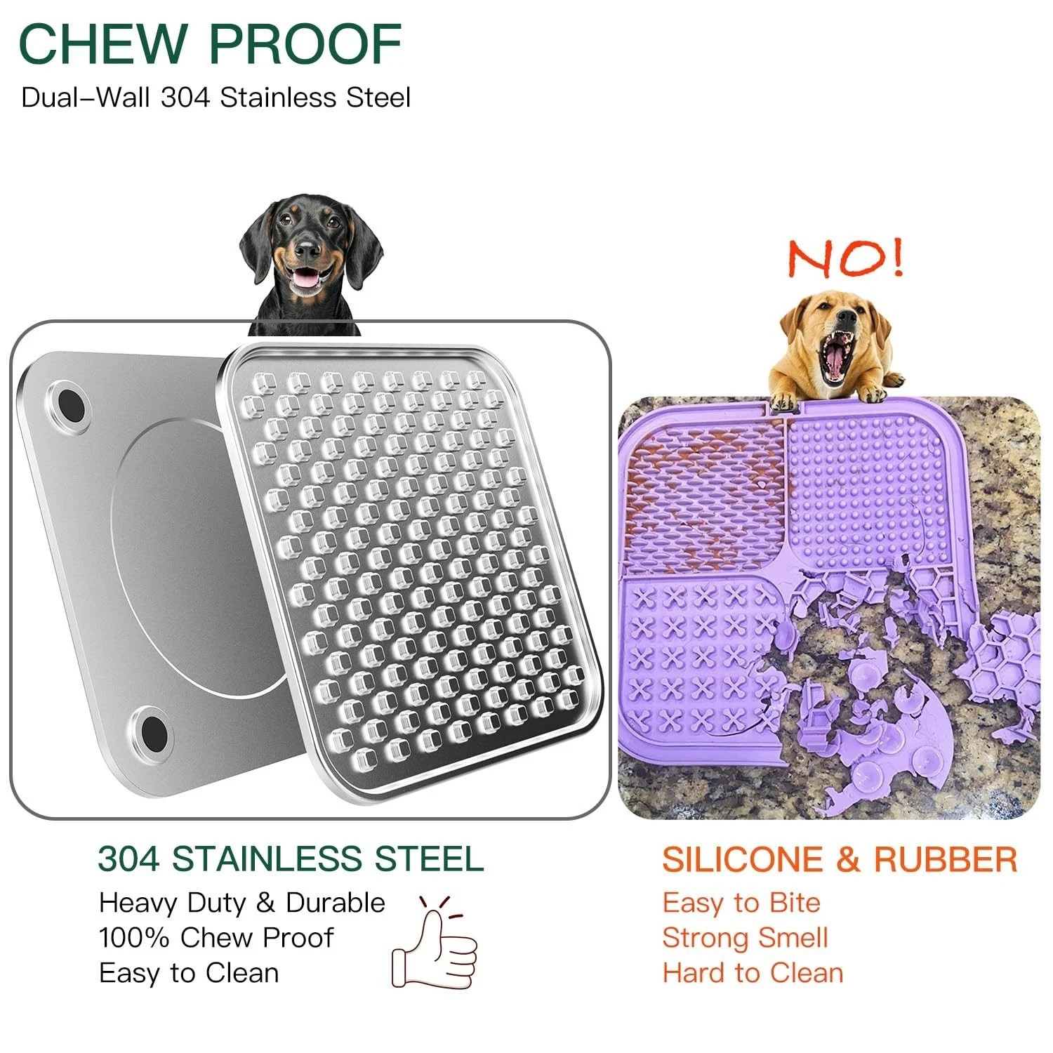 Stainless Steel Large Lick Mat for Dogs & Cats, Chew-Proof Slow Feeder, Anxie…