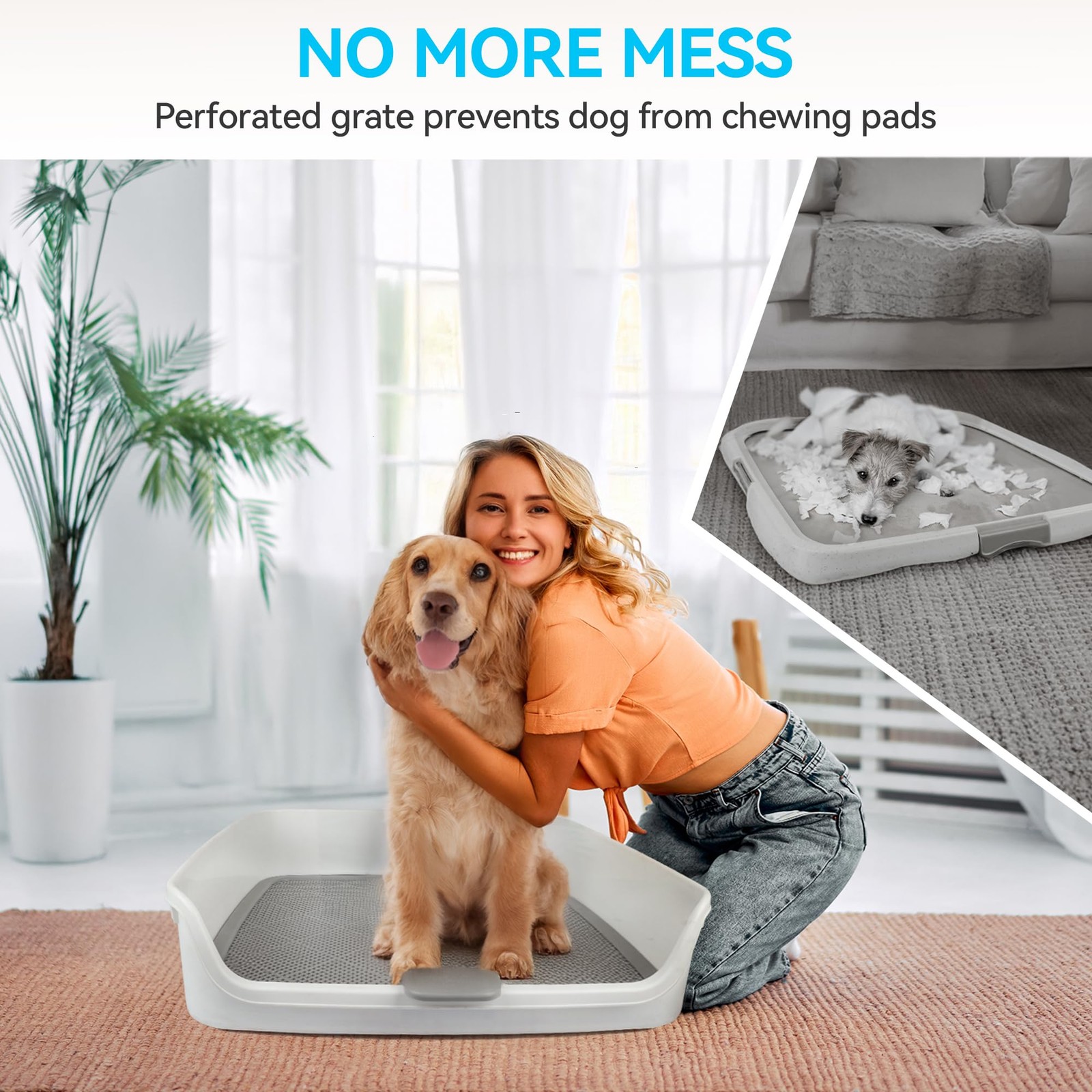 Pee Pad Holder, XL Dog Litter Box, Puppy Pads Holder, Puppy Potty Tray for Sm…