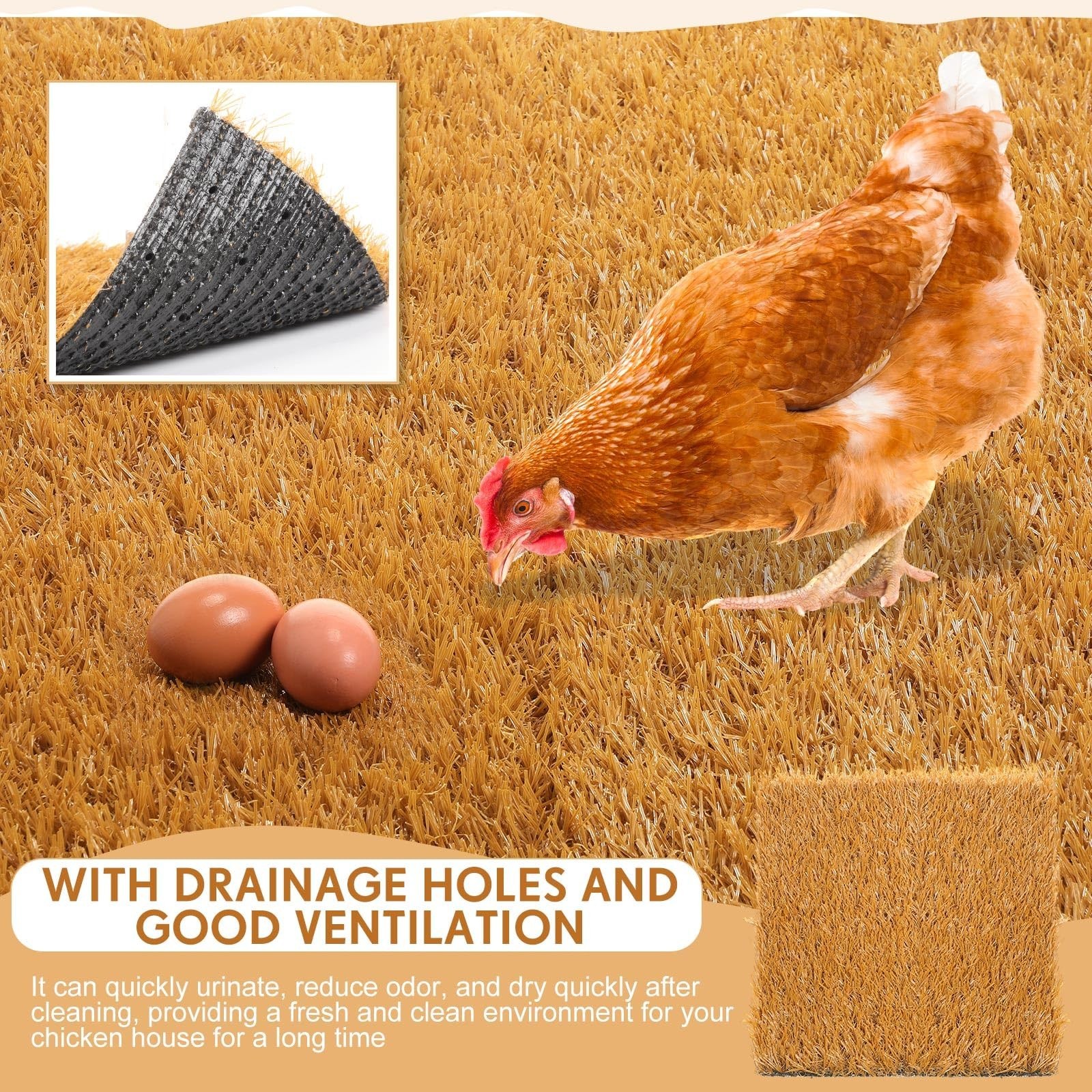 Teenyyou 24 Pack 13x13x1.18in Chicken Nesting Pads Washable Synthetic Turf